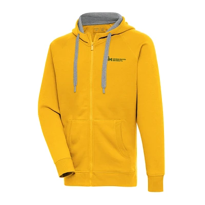 Men's Antigua Gold George Mason Patriots Victory Raglan Full-Zip Hoodie Jacket