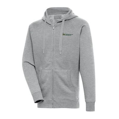 Men's Antigua Heather Gray George Mason Patriots Victory Raglan Full-Zip Hoodie Jacket