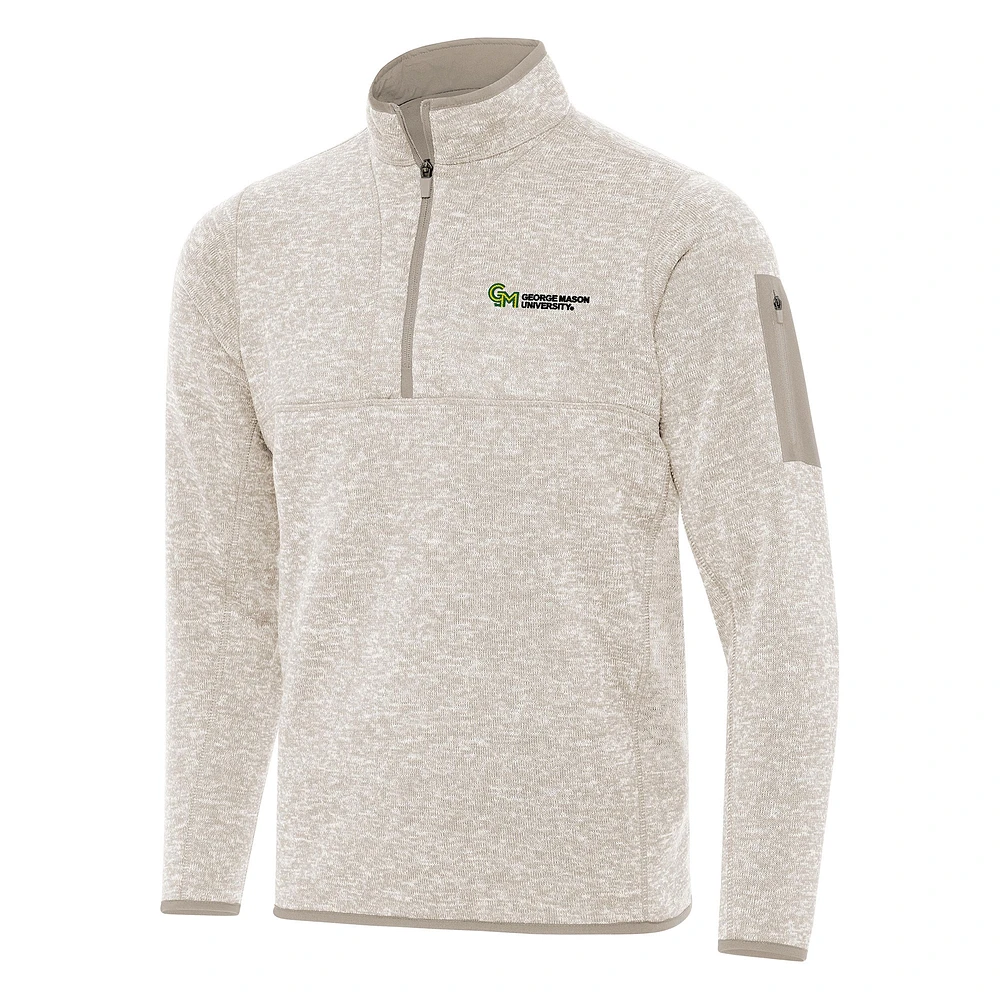 Men's Antigua Oatmeal George Mason Patriots Fortune Quarter-Zip Sweatshirt