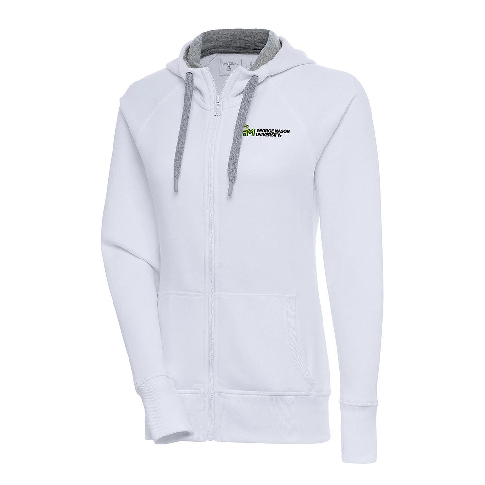 Women's Antigua George Mason Patriots Victory Raglan Full-Zip Hoodie Jacket