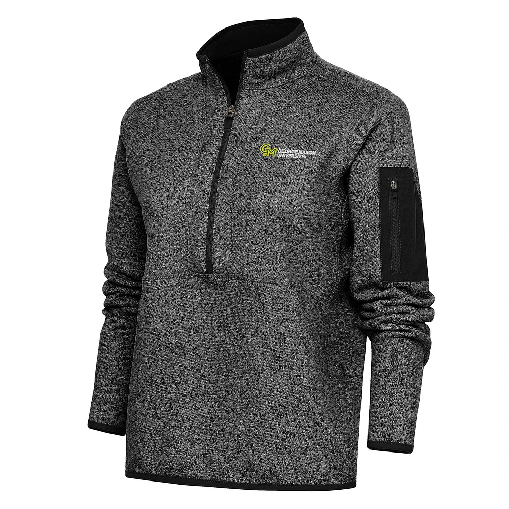 Women's Antigua Heather George Mason Patriots Fortune Half-Zip Sweatshirt