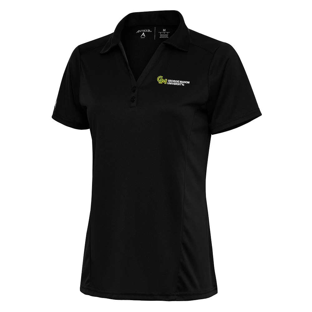 Women's Antigua Black George Mason Patriots Tribute Polo