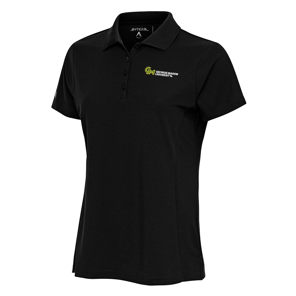 Women's Antigua Black George Mason Patriots Legacy Pique Polo