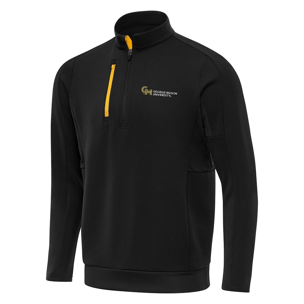 Men's Antigua Black George Mason Patriots Generation Quarter-Zip Top