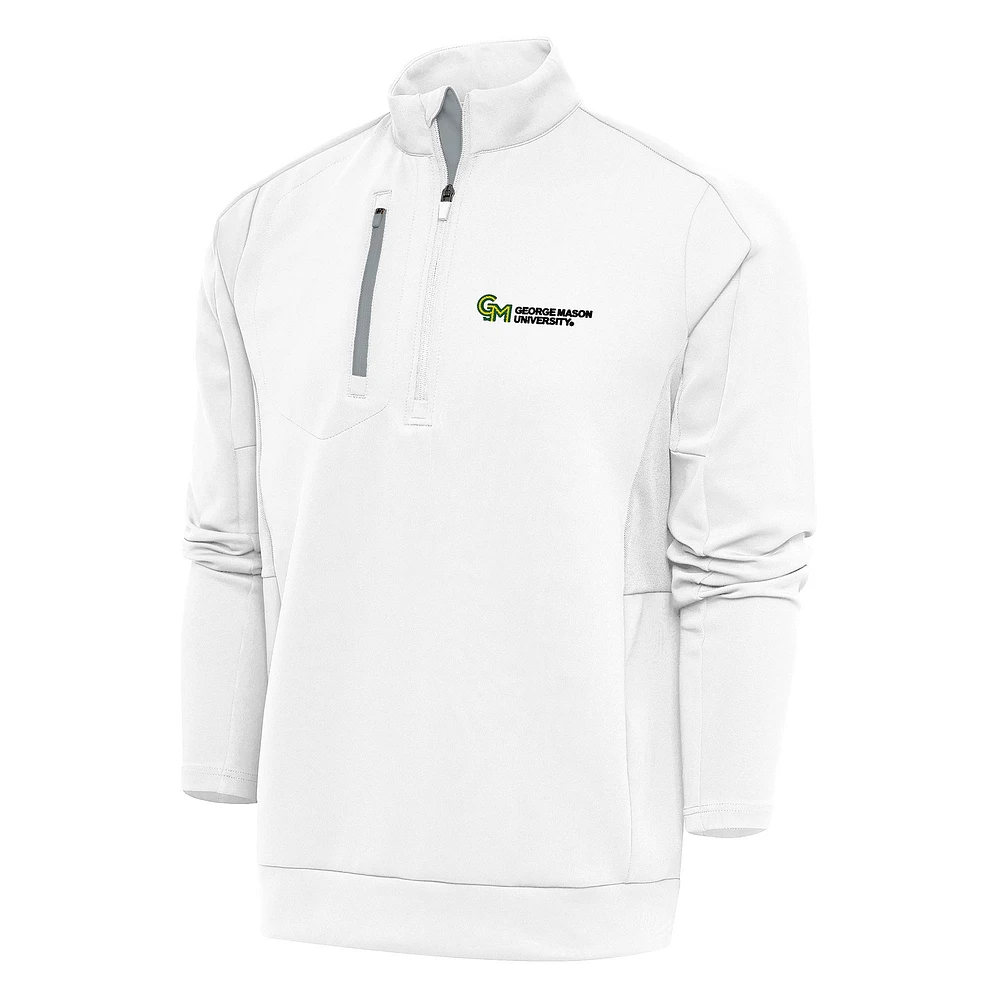 Men's Antigua White George Mason Patriots Generation Quarter-Zip Top