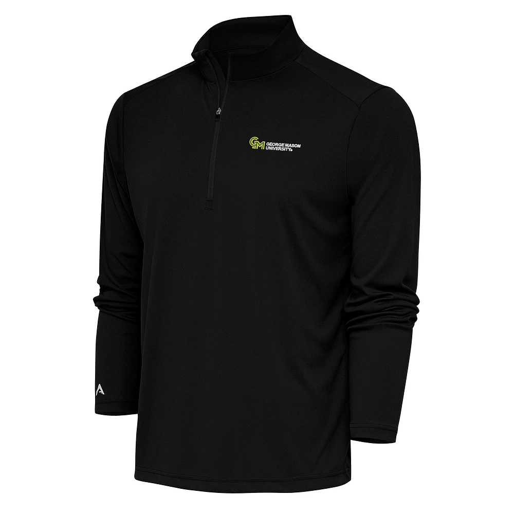 Men's Antigua Black George Mason Patriots Tribute Quarter-Zip Top