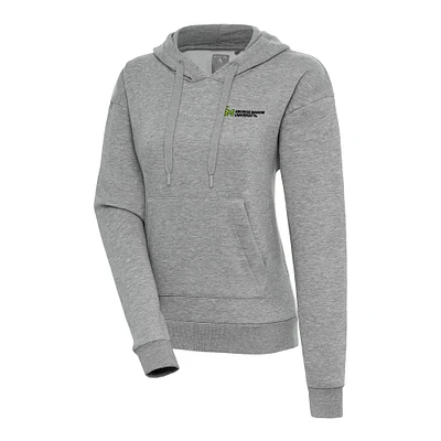 Women's Antigua Heather Gray George Mason Patriots Victory Pullover Hoodie