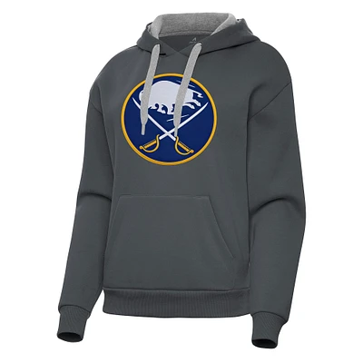 Women's Antigua Charcoal Buffalo Sabres Victory Pullover Hoodie