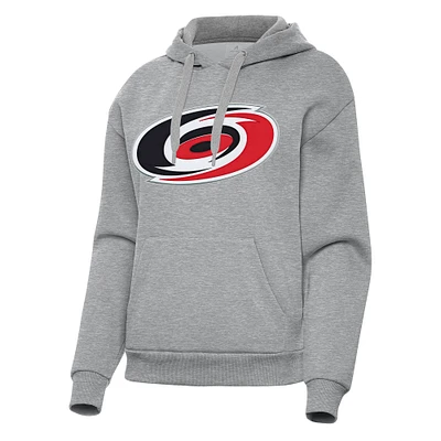 Women's Antigua Heather Gray Carolina Hurricanes Victory Pullover Hoodie