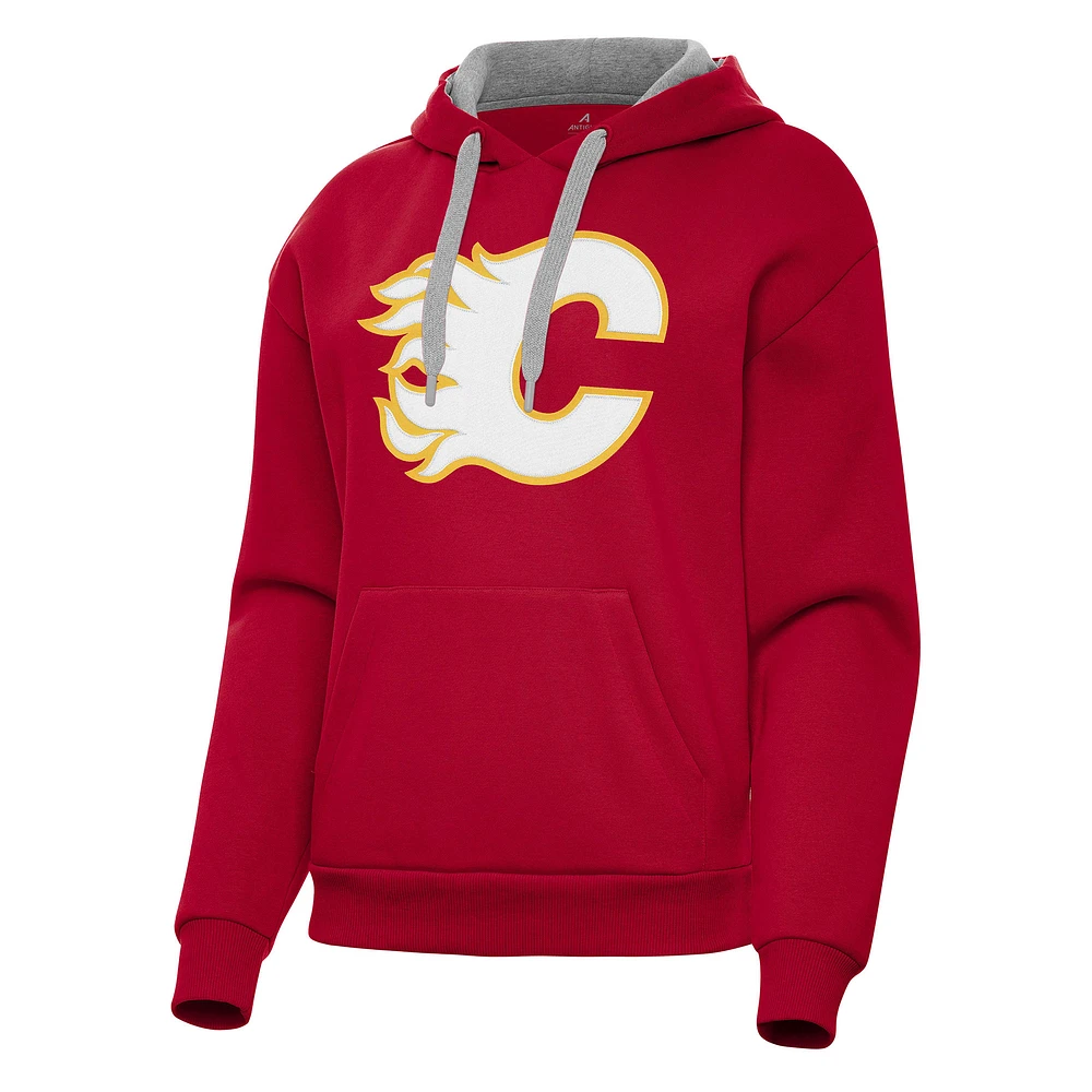 Women's Antigua Red Calgary Flames Victory Pullover Hoodie