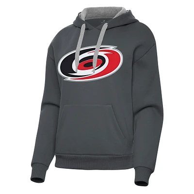 Women's Antigua Charcoal Carolina Hurricanes Victory Pullover Hoodie
