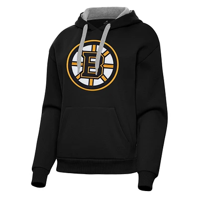 Women's Antigua Black Boston Bruins Victory Pullover Hoodie