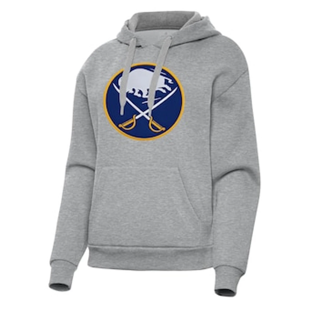 Women's Antigua Heather Gray Buffalo Sabres Victory Pullover Hoodie