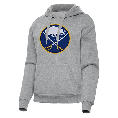 Women's Antigua Heather Gray Buffalo Sabres Victory Pullover Hoodie