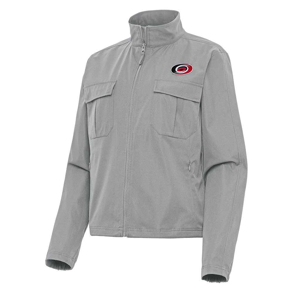 Women's Antigua Gray Carolina Hurricanes Even Par Full-Zip Jacket
