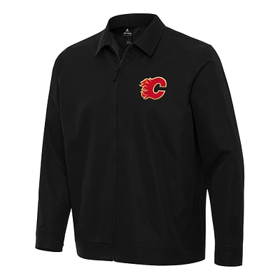 Men's Antigua Black Calgary Flames Pivot Full-Zip Jacket
