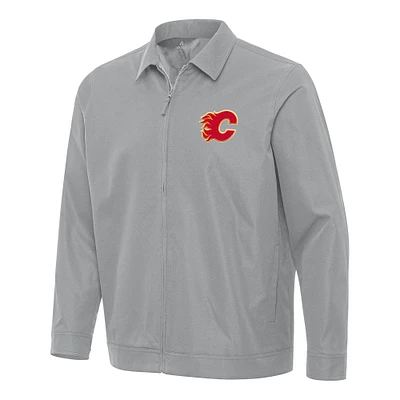 Men's Antigua Gray Calgary Flames Pivot Full-Zip Jacket