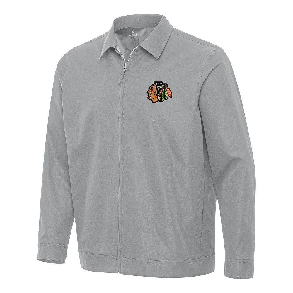 Men's Antigua Gray Chicago Blackhawks Pivot Full-Zip Jacket