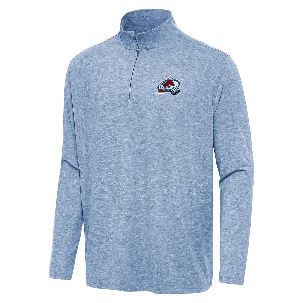Men's Antigua Heather Aqua Colorado Avalanche Hunk Quarter-Zip Top