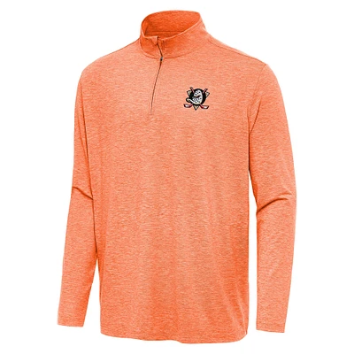 Men's Antigua Heather Orange Anaheim Ducks Hunk Quarter-Zip Top
