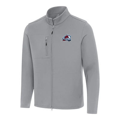 Men's Antigua Gray Colorado Avalanche Objection Double-Peached Full-Zip Jacket