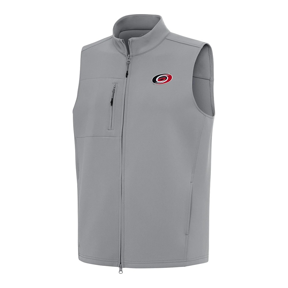Men's Antigua Gray Carolina Hurricanes Demand Full-Zip Vest