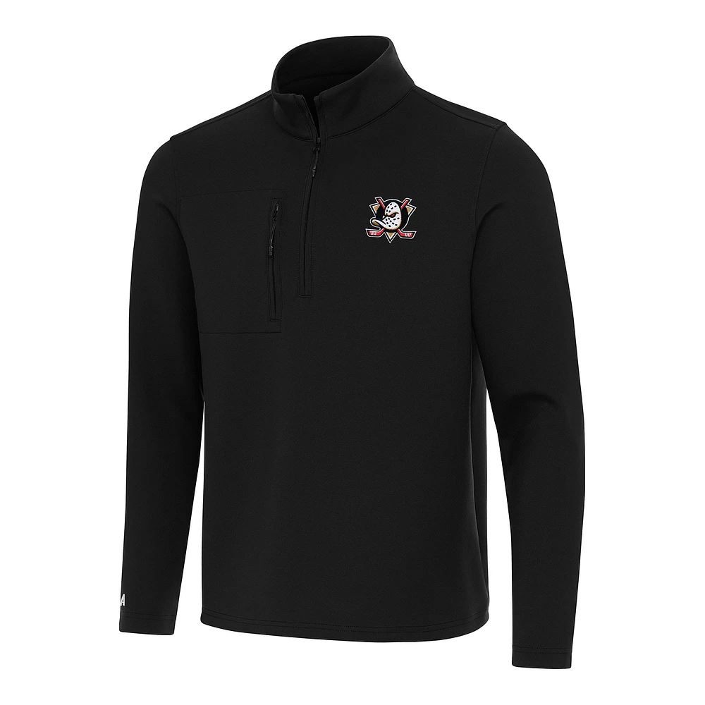 Men's Antigua Black Anaheim Ducks Insider Quarter-Zip Top