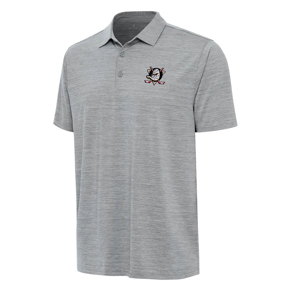 Men's Antigua Heather Gray Anaheim Ducks Layout Polo