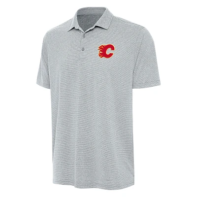 Men's Antigua Heather Gray Calgary Flames Scheme Polo