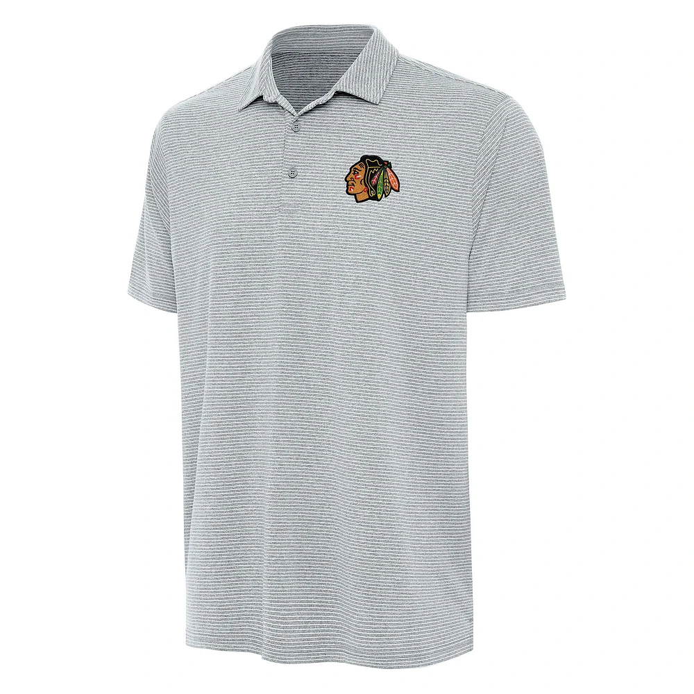 Men's Antigua Heather Gray Chicago Blackhawks Scheme Polo