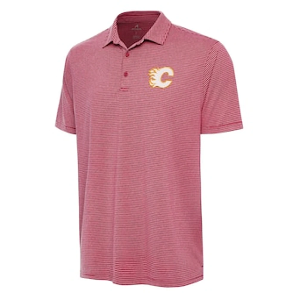 Men's Antigua Heather Red Calgary Flames Scheme Polo