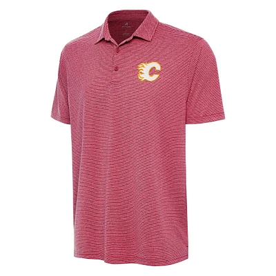 Men's Antigua Heather Red Calgary Flames Scheme Polo