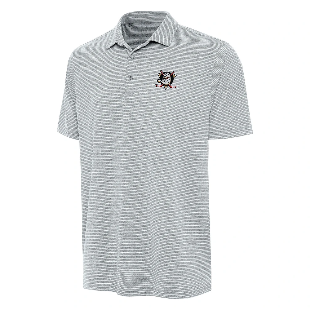 Men's Antigua Heather Gray Anaheim Ducks Scheme Polo
