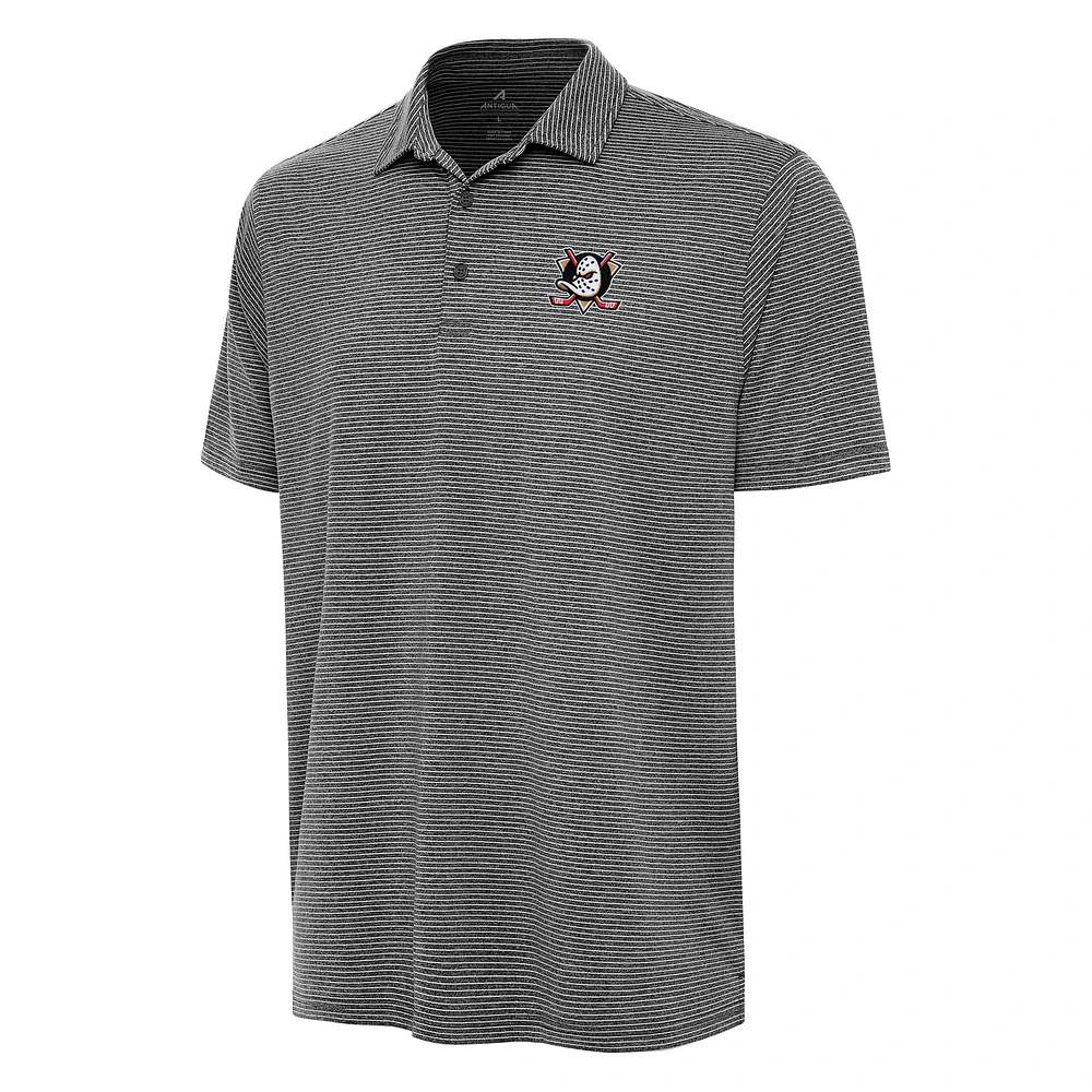 Men's Antigua Heather Black Anaheim Ducks Scheme Polo