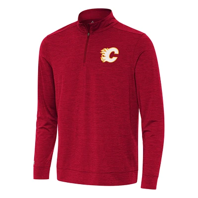 Men's Antigua Heather Red Calgary Flames Bright Quarter-Zip Top