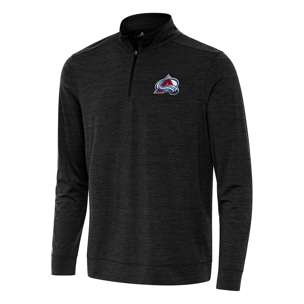 Men's Antigua Heather Black Colorado Avalanche Bright Quarter-Zip Top