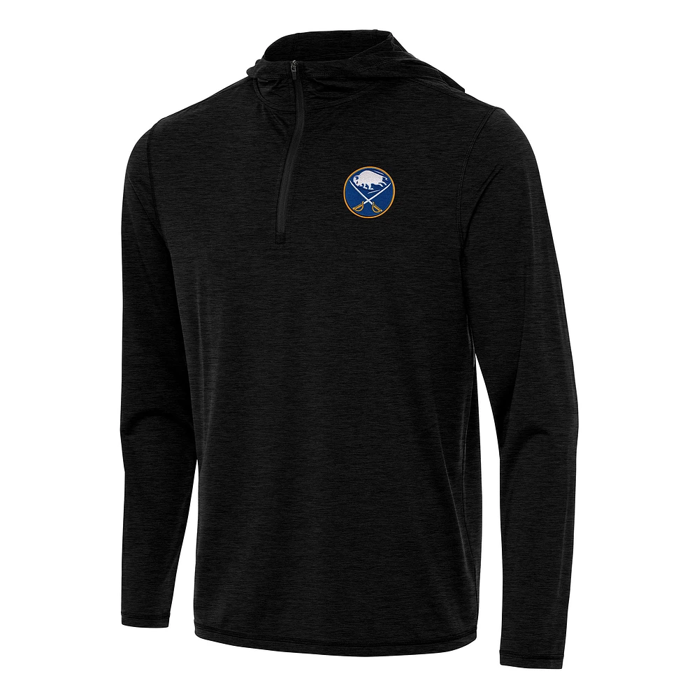 Men's Antigua Heather Black Buffalo Sabres Tidy Quarter-Zip Hoodie