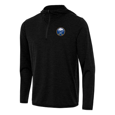 Men's Antigua Heather Black Buffalo Sabres Tidy Quarter-Zip Hoodie