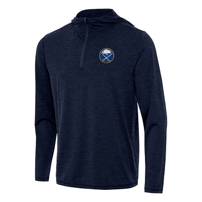 Men's Antigua Heather Navy Buffalo Sabres Tidy Quarter-Zip Hoodie