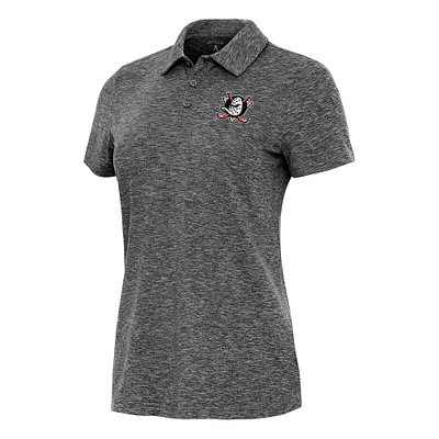 Women's Antigua Heather Black Anaheim Ducks Matter Polo