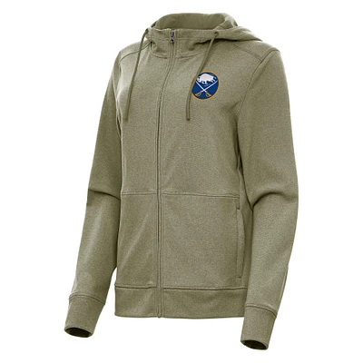 Women's Antigua Olive Buffalo Sabres Seeker Full-Zip Hoodie