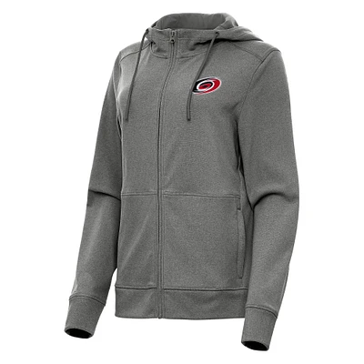 Women's Antigua Heather Black Carolina Hurricanes Seeker Full-Zip Hoodie