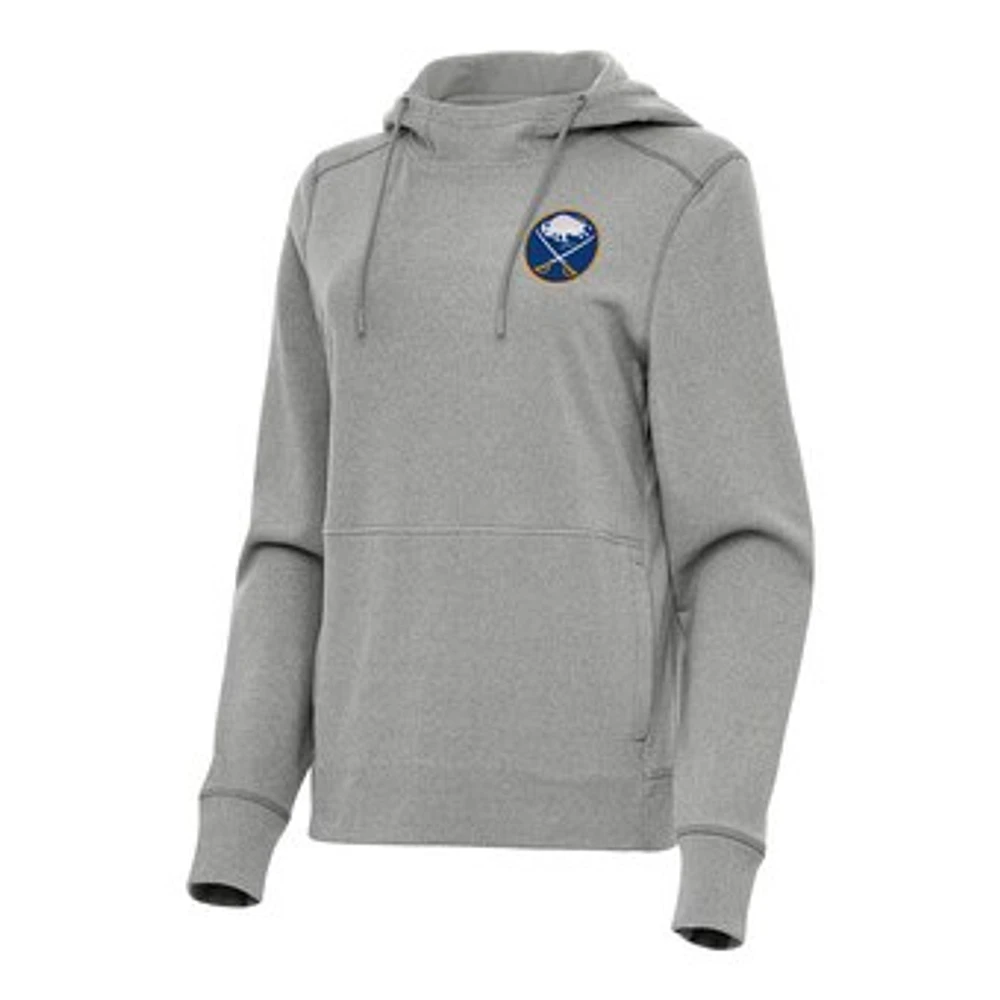 Women's Antigua Heather Gray Buffalo Sabres Justice Pullover Hoodie