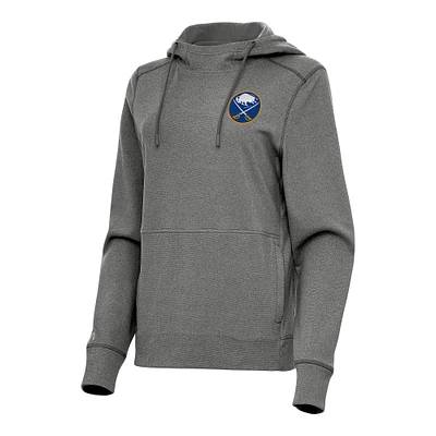 Women's Antigua Heather Black Buffalo Sabres Justice Pullover Hoodie