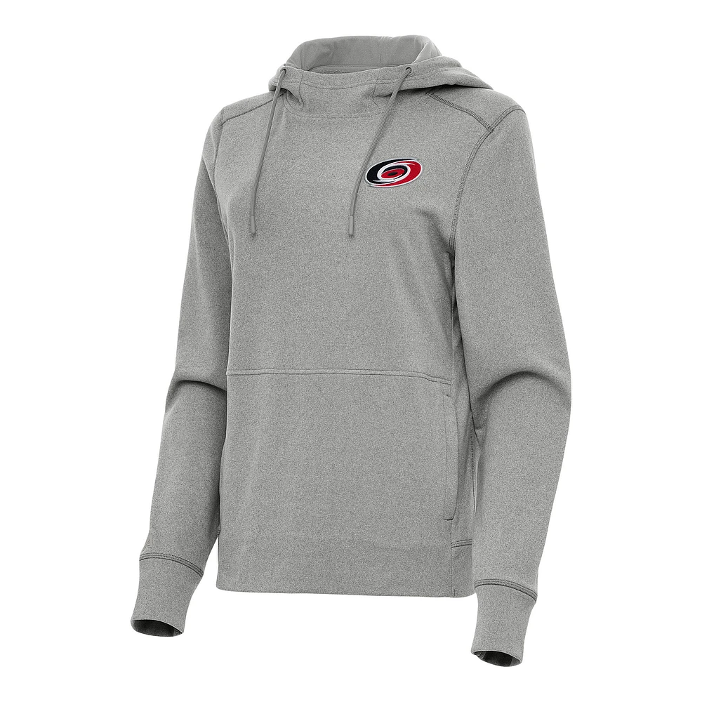 Women's Antigua Heather Gray Carolina Hurricanes Justice Pullover Hoodie