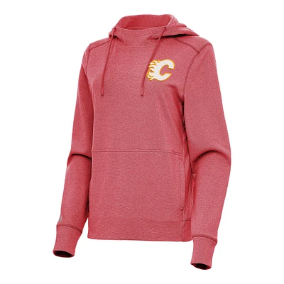 Women's Antigua Heather Red Calgary Flames Justice Pullover Hoodie