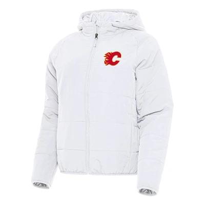Women's Antigua White Calgary Flames Universe Full-Zip Puffer Jacket
