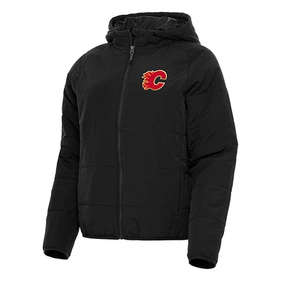 Women's Antigua Black Calgary Flames Universe Full-Zip Puffer Jacket
