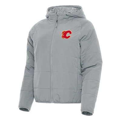 Women's Antigua Gray Calgary Flames Universe Full-Zip Puffer Jacket