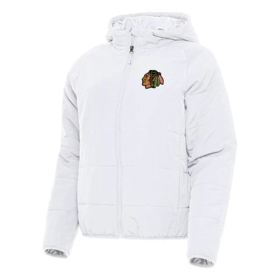 Women's Antigua White Chicago Blackhawks Universe Full-Zip Puffer Jacket